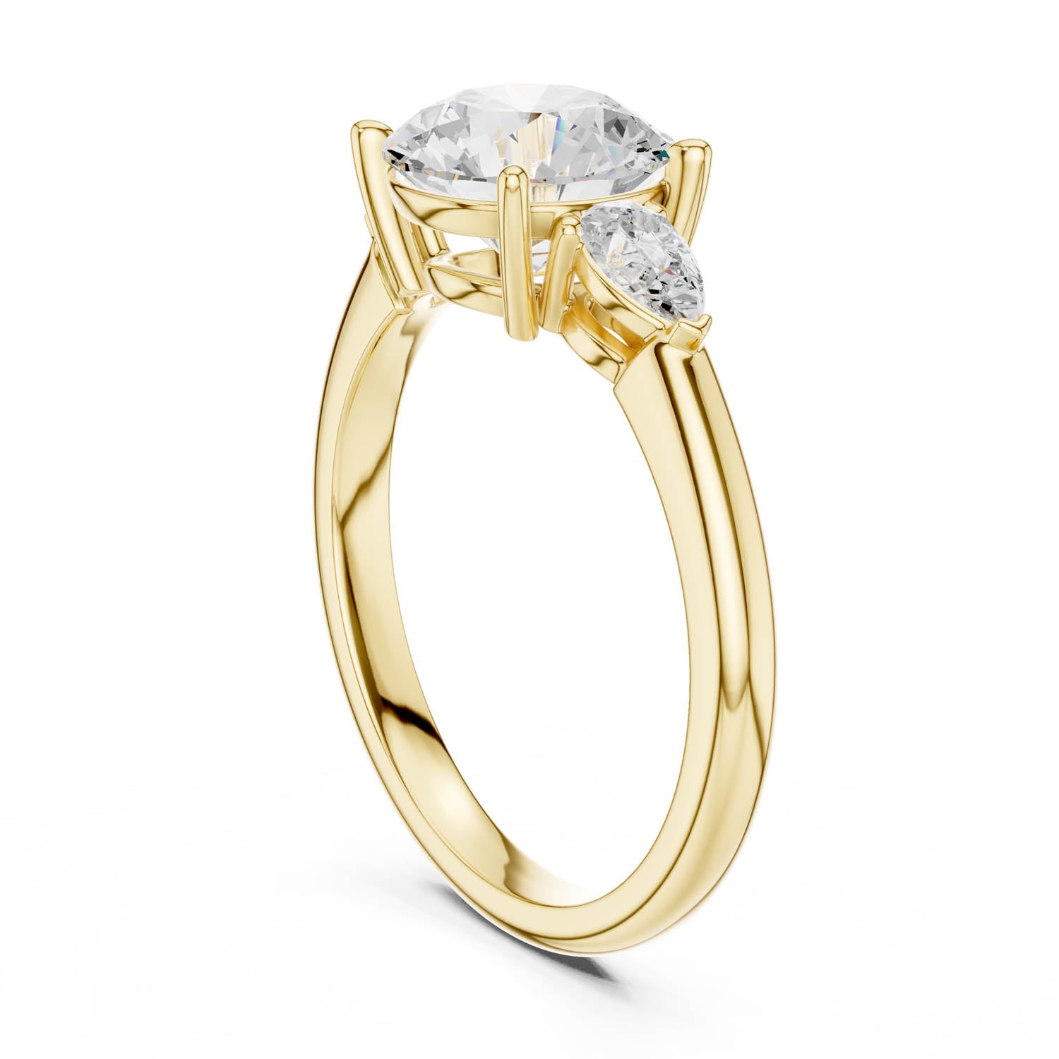 2.50 Ct. Round Brilliant Diamond Three-Stone Ring with Pear Side Stones (DDLR-035-RD) 8
