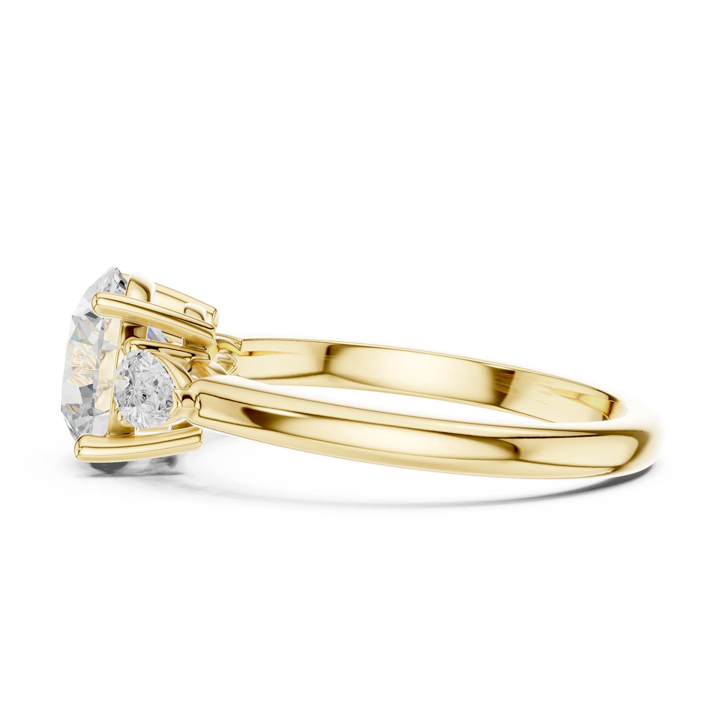 2.50 Ct. Round Brilliant Diamond Three-Stone Ring with Pear Side Stones (DDLR-035-RD) 11
