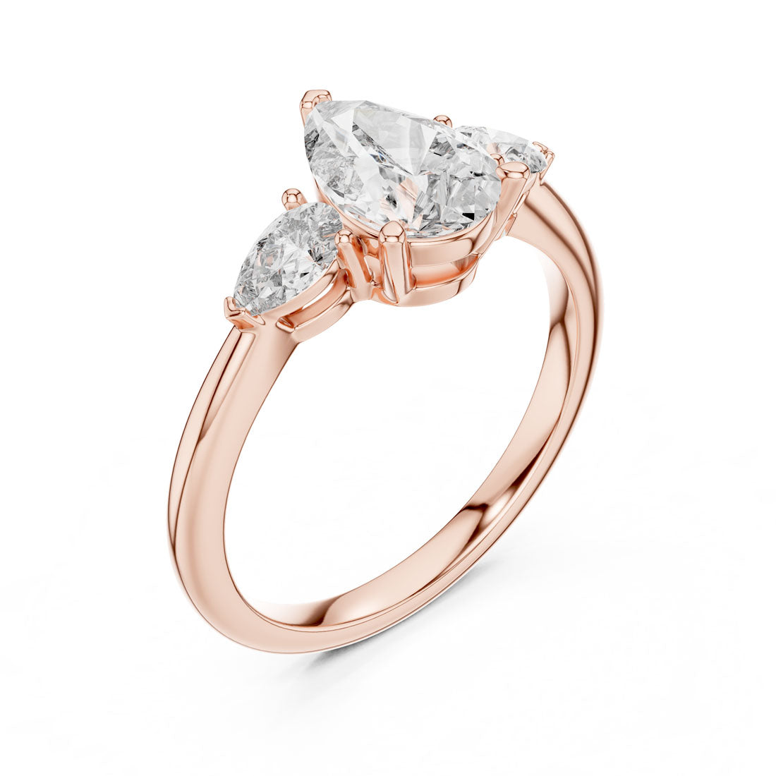 1.53 Ct. Three-Stone Pear Diamond Engagement Ring (DDLR-035) 9