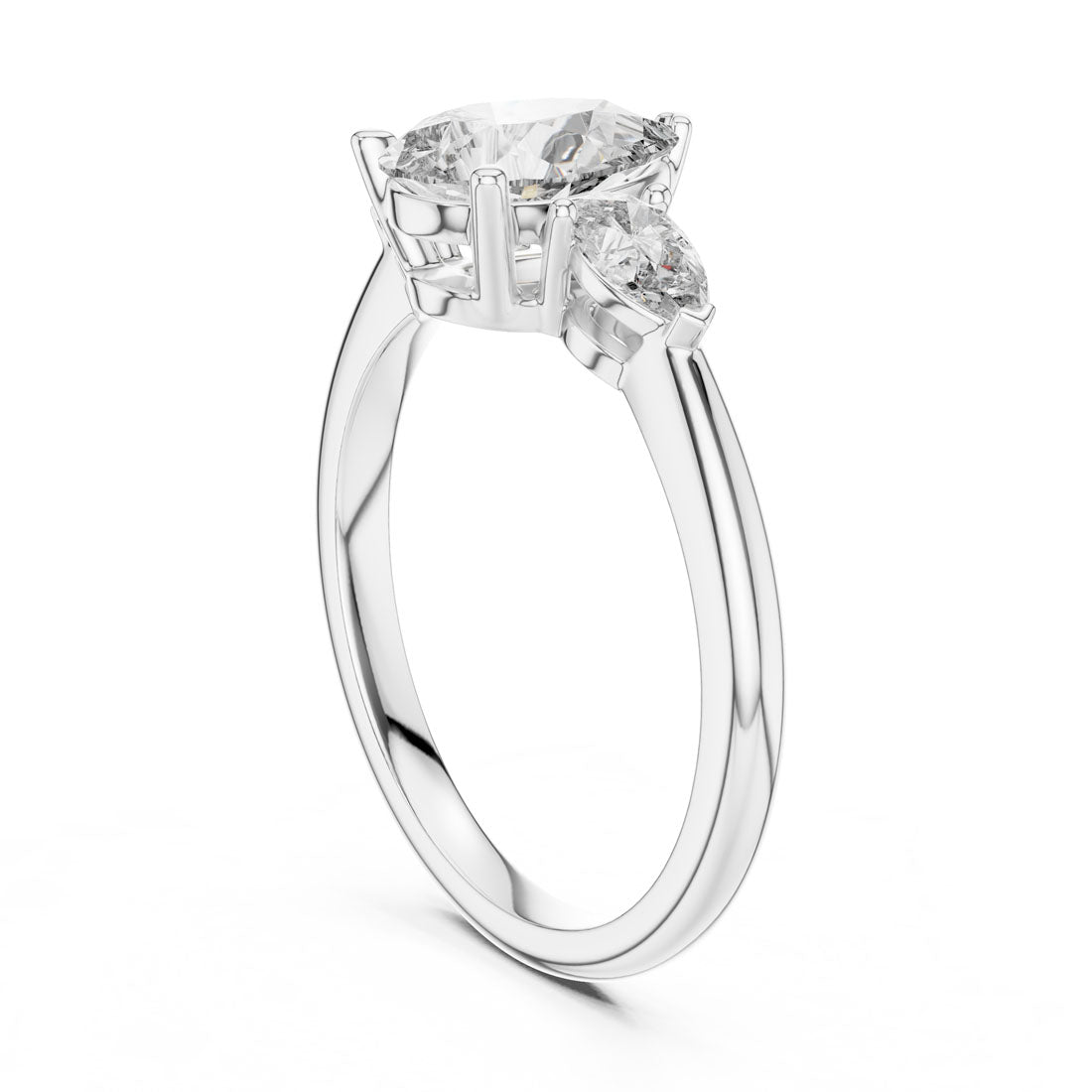 1.53 Ct. Three-Stone Pear Diamond Engagement Ring (DDLR-035) 10