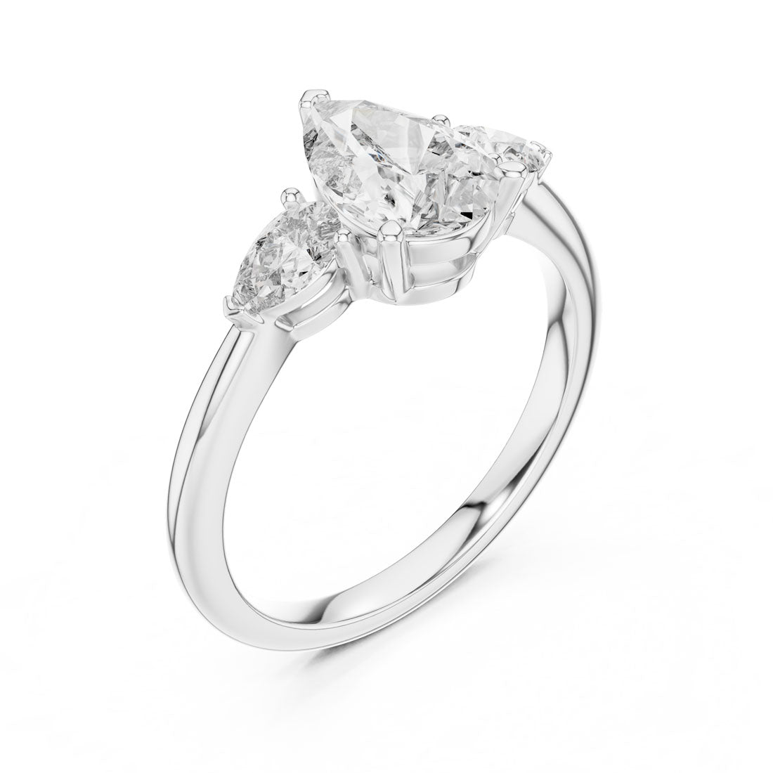 1.53 Ct. Three-Stone Pear Diamond Engagement Ring (DDLR-035) 7