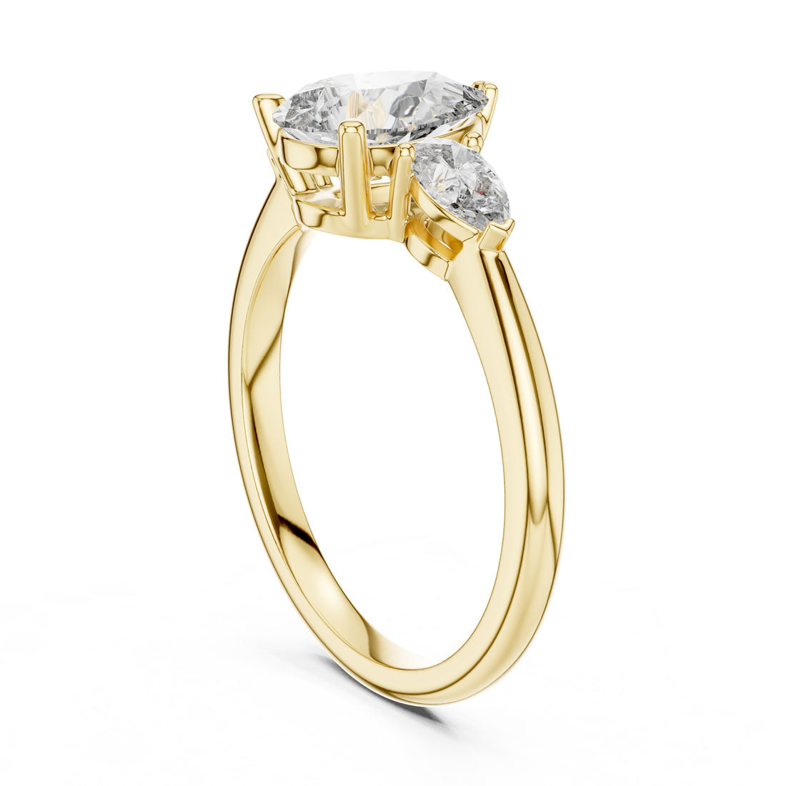 1.53 Ct. Three-Stone Pear Diamond Engagement Ring (DDLR-035) 11
