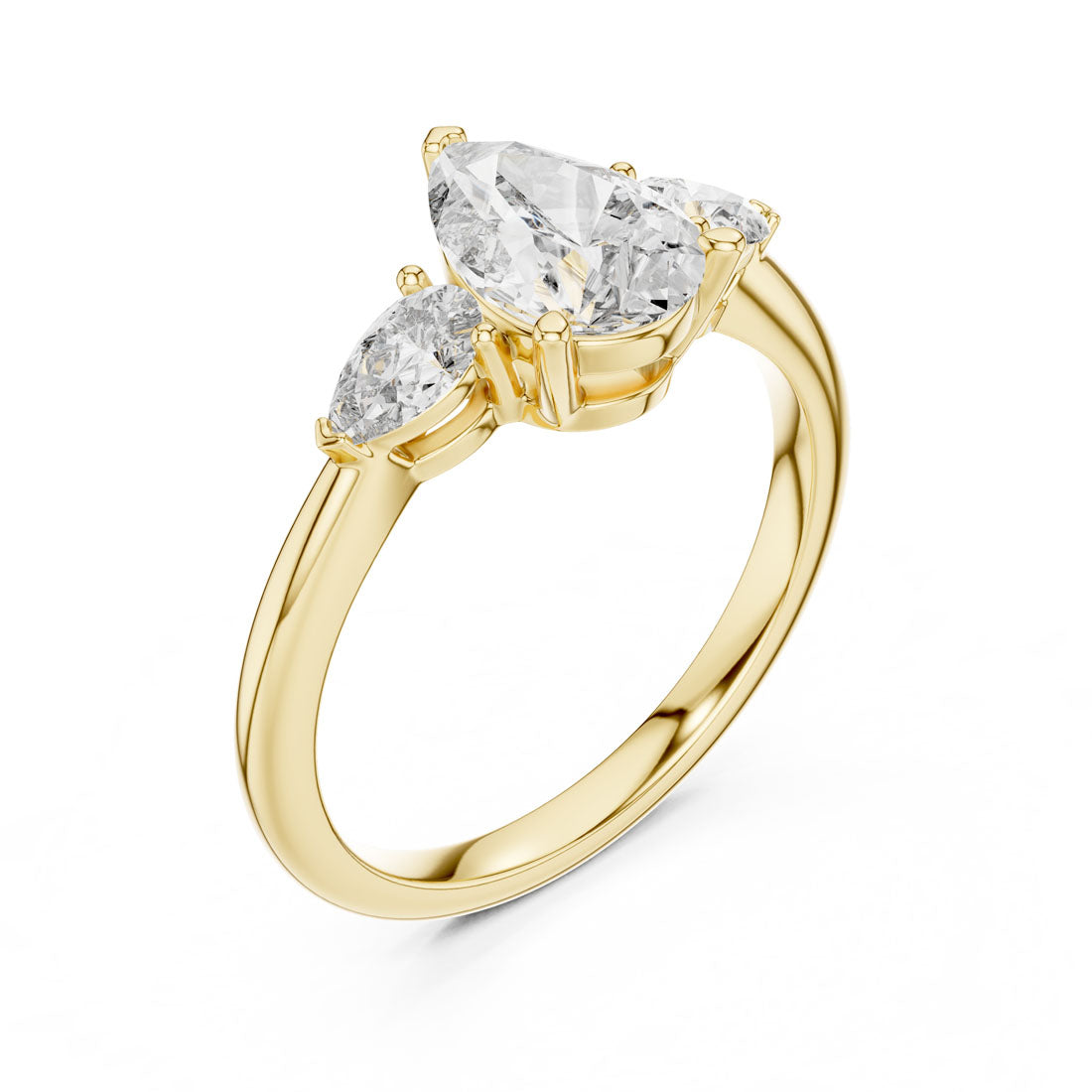 1.53 Ct. Three-Stone Pear Diamond Engagement Ring (DDLR-035) 8