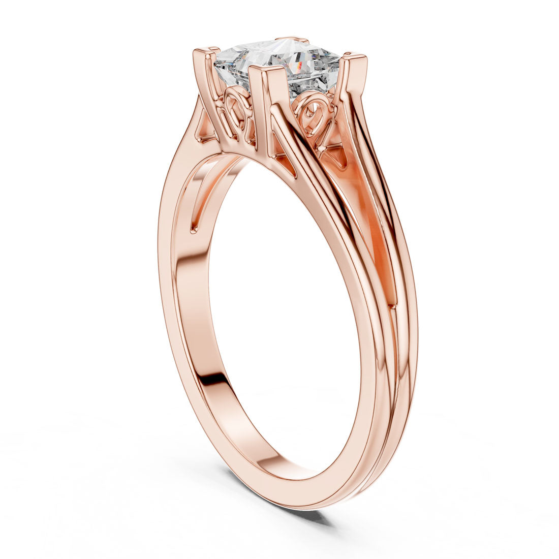 1.04 Ct. Princess-Cut Diamond Split-Shank Engagement Ring (DDLR-036) 7