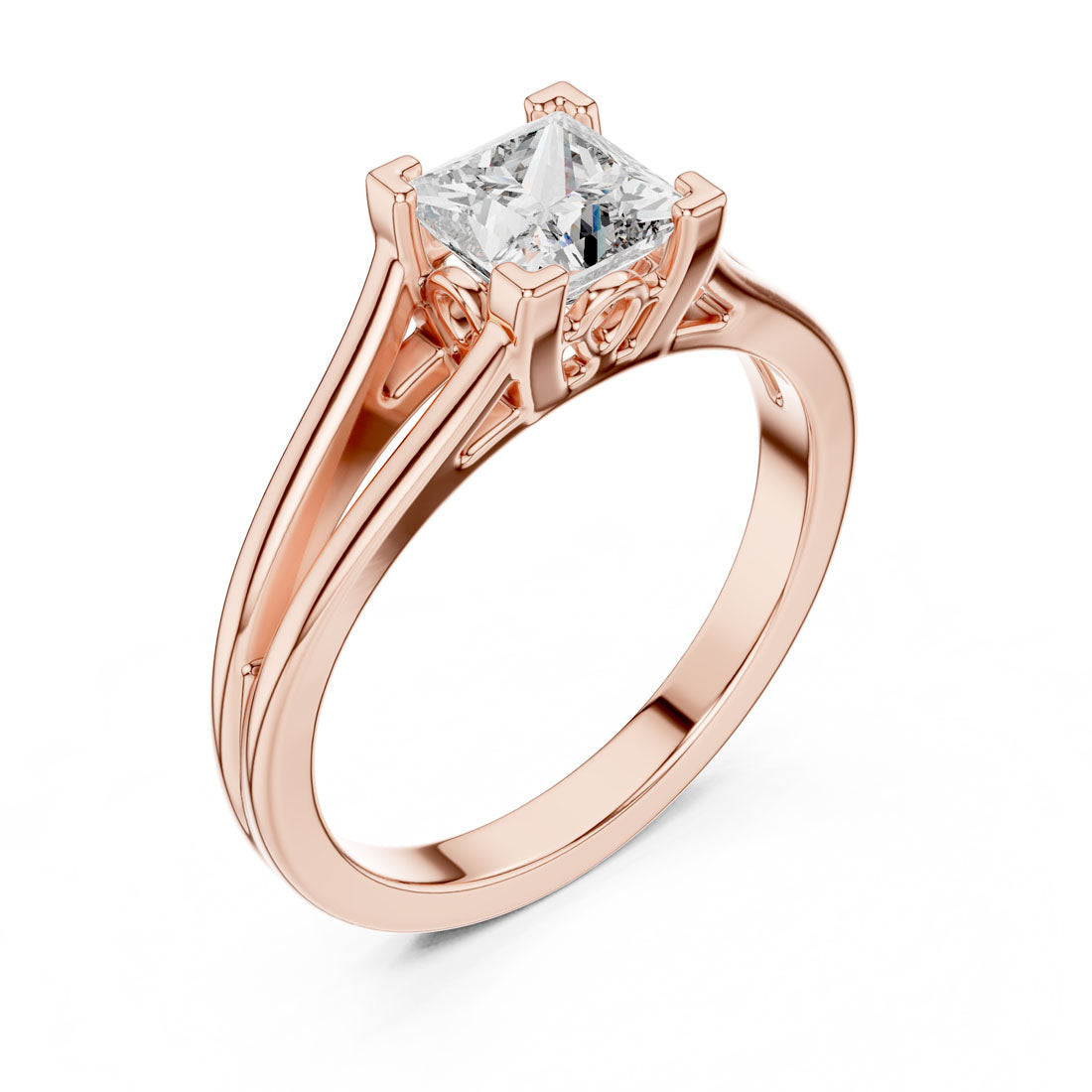 1.04 Ct. Princess-Cut Diamond Split-Shank Engagement Ring (DDLR-036) 11