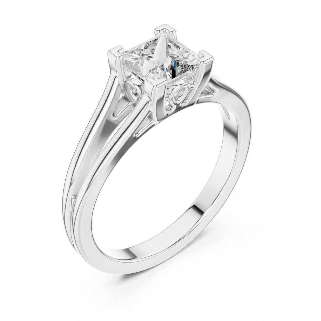 1.04 Ct. Princess-Cut Diamond Split-Shank Engagement Ring (DDLR-036) 12