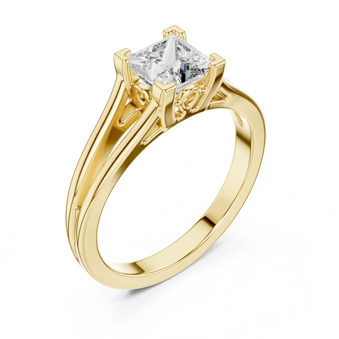 1.04 Ct. Princess-Cut Diamond Split-Shank Engagement Ring (DDLR-036) 10