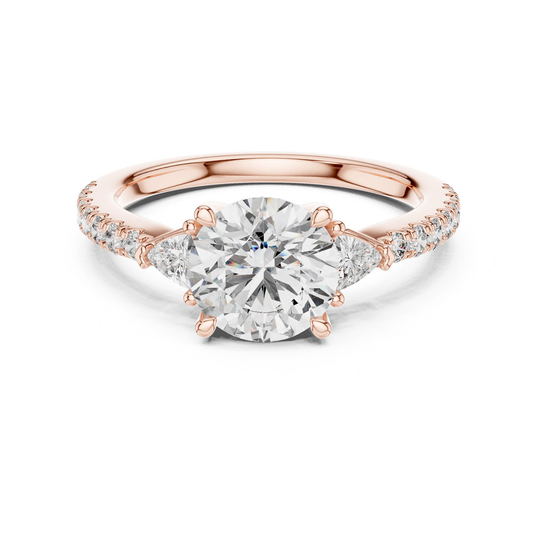 1.78 Ct. Round Solitaire Engagement Ring with Pear Side Stones & Diamond Band (DDLR-037) 3