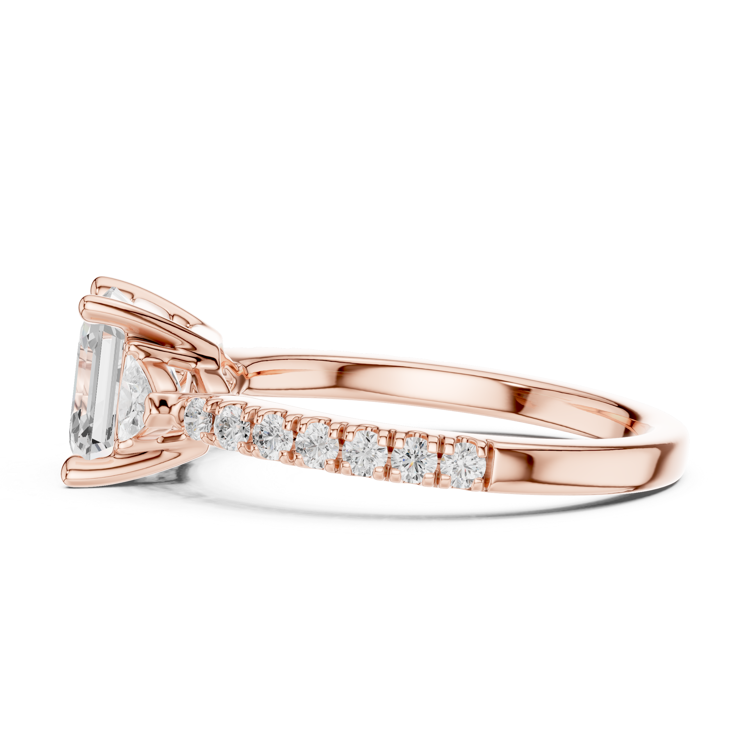 2.00 Ct. Asscher Cut Diamond Engagement Ring with Trillion Side Stones and Pavé Shank (DDLR-037-AC) 11