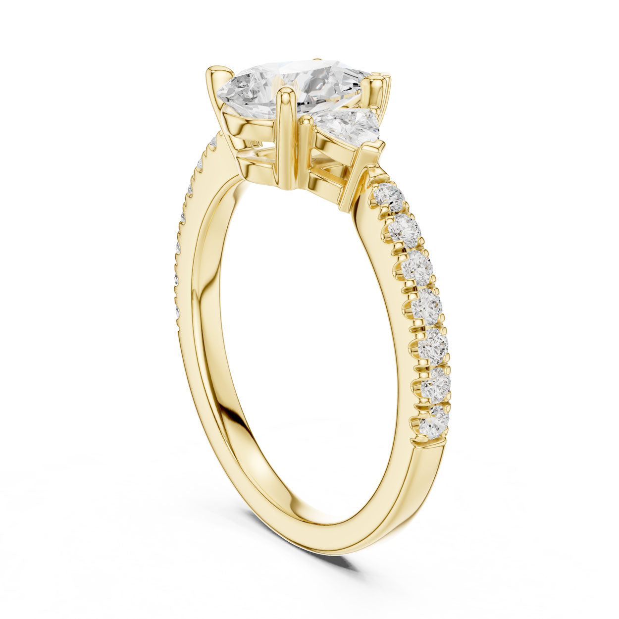 2.00 Ct. Pear Cut Diamond Engagement Ring with Trillion Side Stones and Pavé Shank (DDLR-037-PE) 3