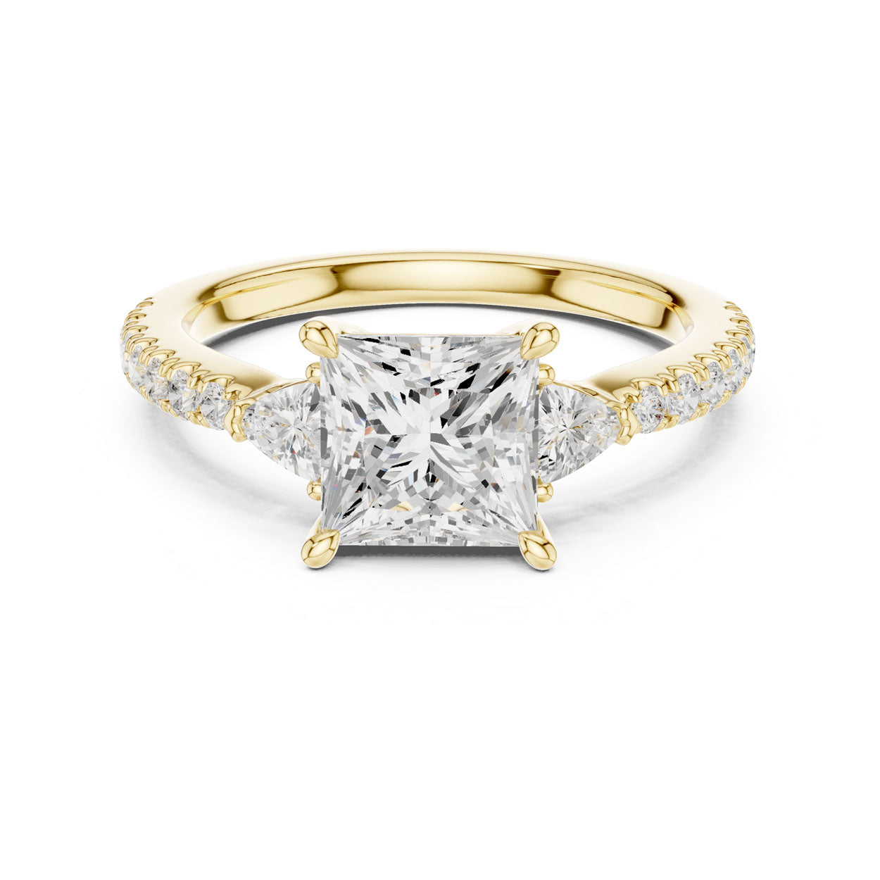 2.00 Ct. Princess Cut Diamond Engagement Ring with Trillion Side Stones and Pavé Shank (DDLR-037-PR) 5