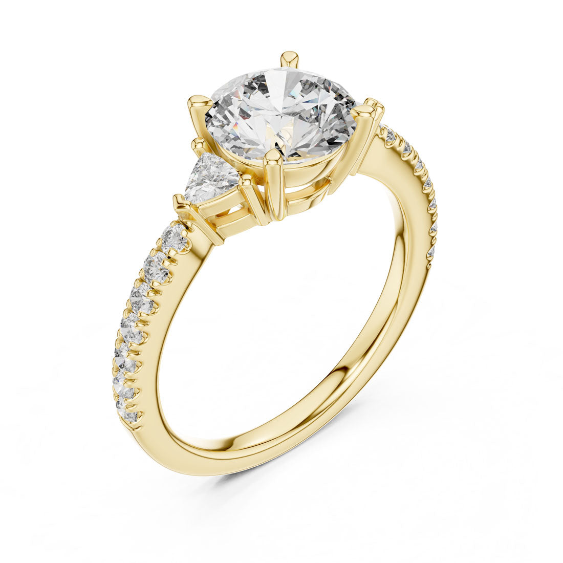 1.78 Ct. Round Solitaire Engagement Ring with Pear Side Stones & Diamond Band (DDLR-037) 8