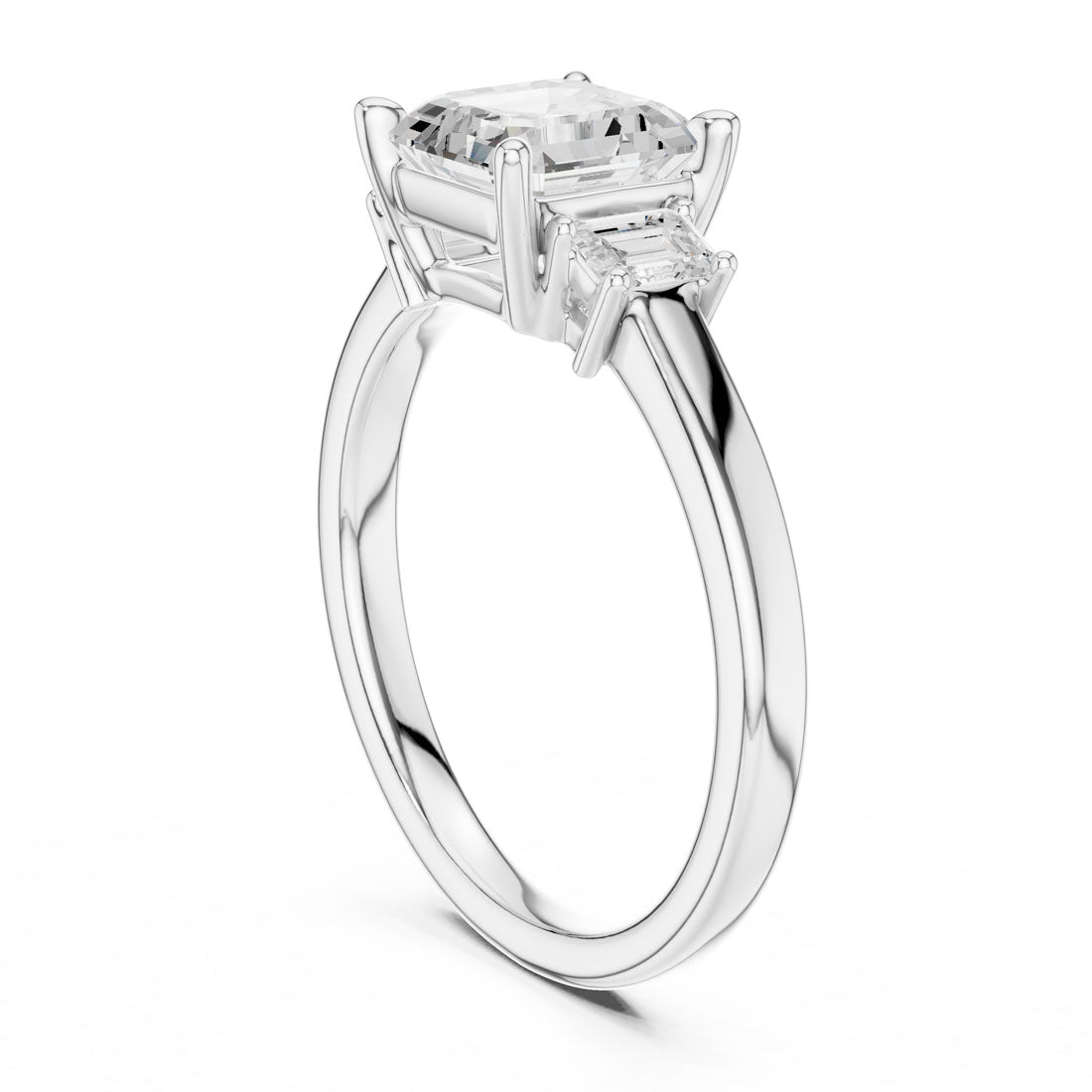 1.70 Ct. Classic Asscher Diamond Ring with Emerald Side Stones (DDLR-038-AC) 9