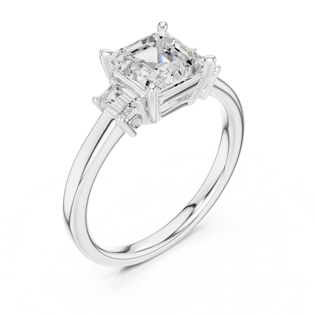 1.70 Ct. Classic Asscher Diamond Ring with Emerald Side Stones (DDLR-038-AC) 6