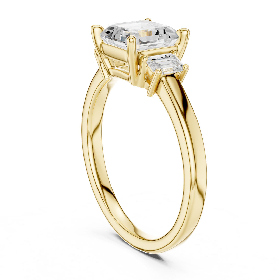 1.70 Ct. Classic Asscher Diamond Ring with Emerald Side Stones (DDLR-038-AC) 3