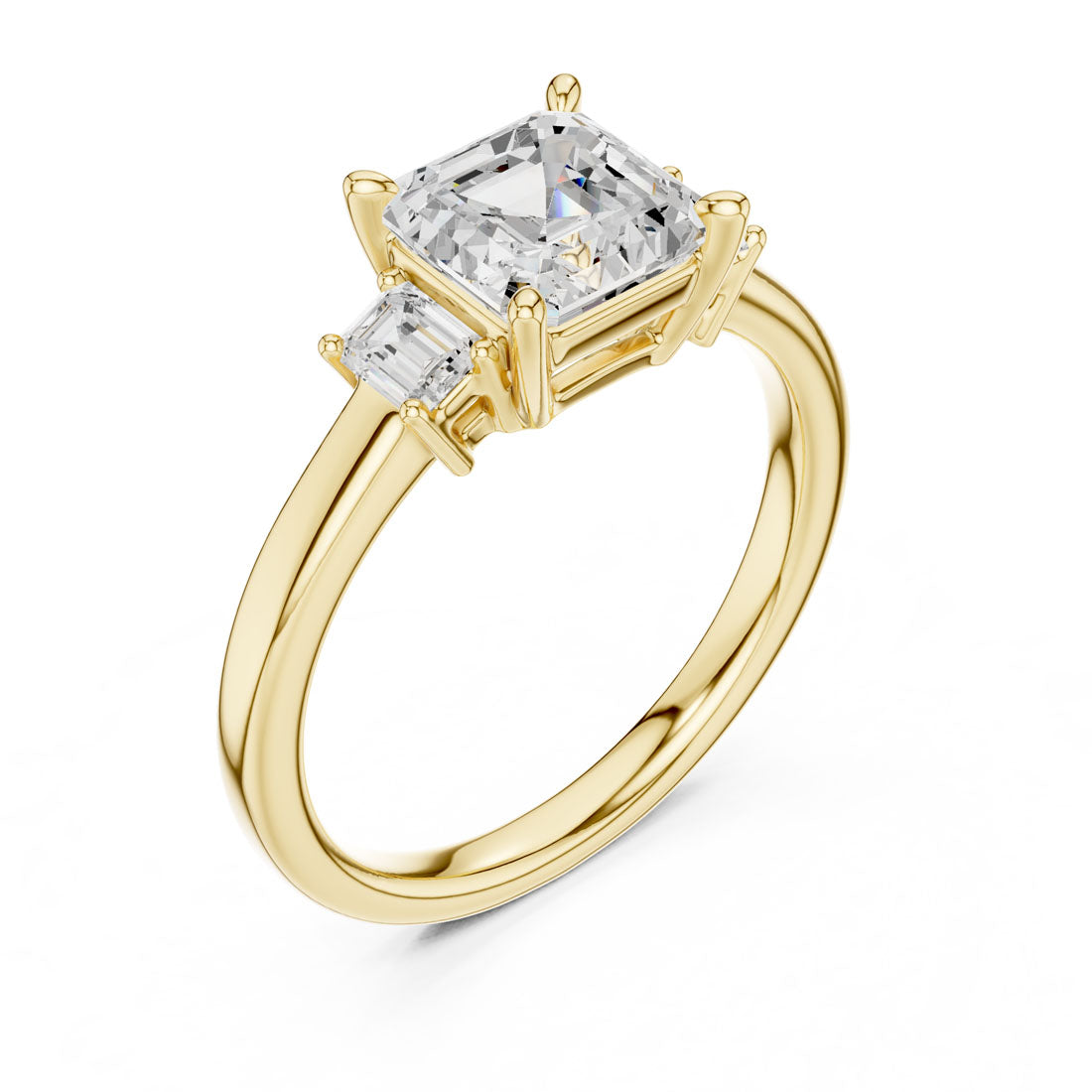 1.70 Ct. Classic Asscher Diamond Ring with Emerald Side Stones (DDLR-038-AC)