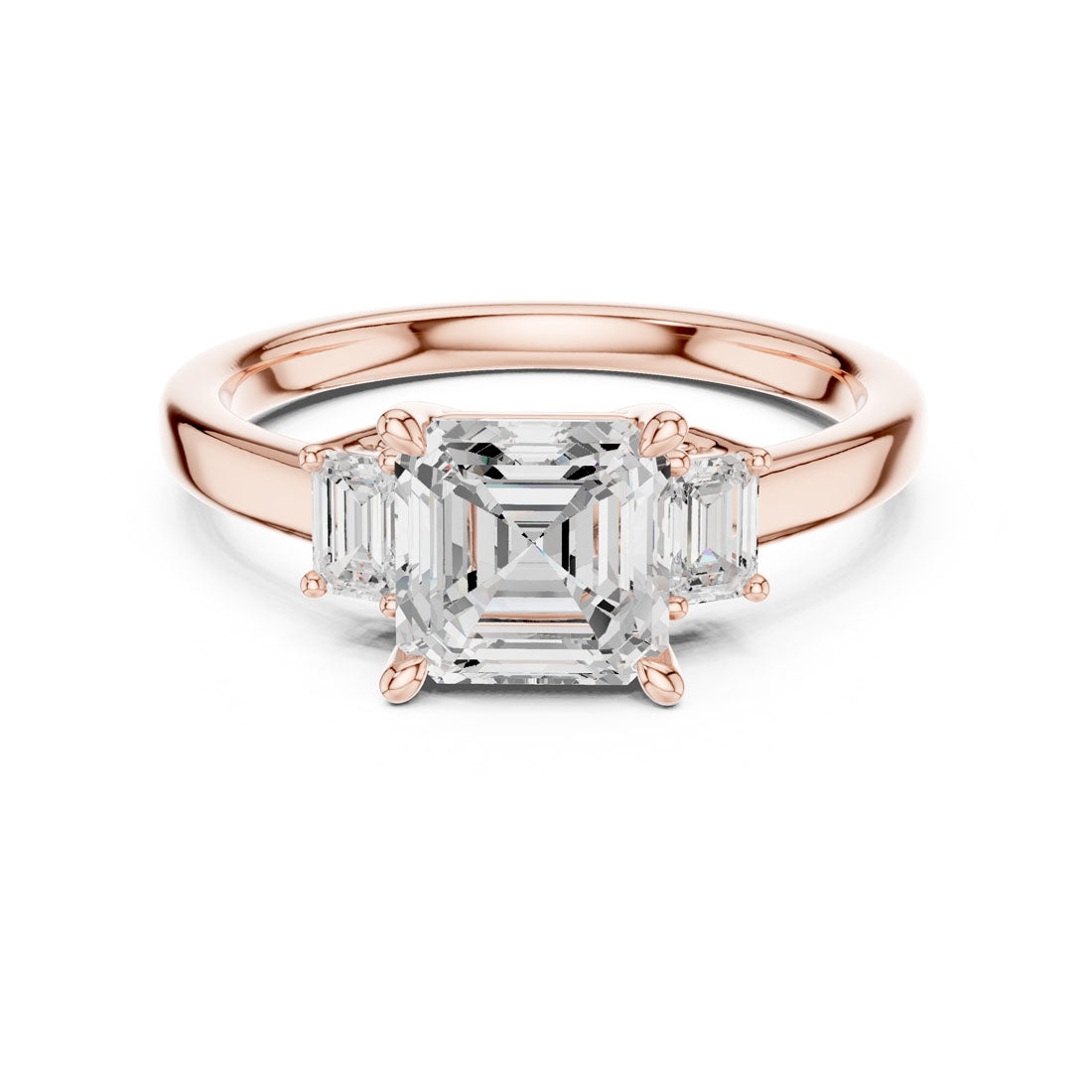 1.70 Ct. Classic Asscher Diamond Ring with Emerald Side Stones (DDLR-038-AC) 7