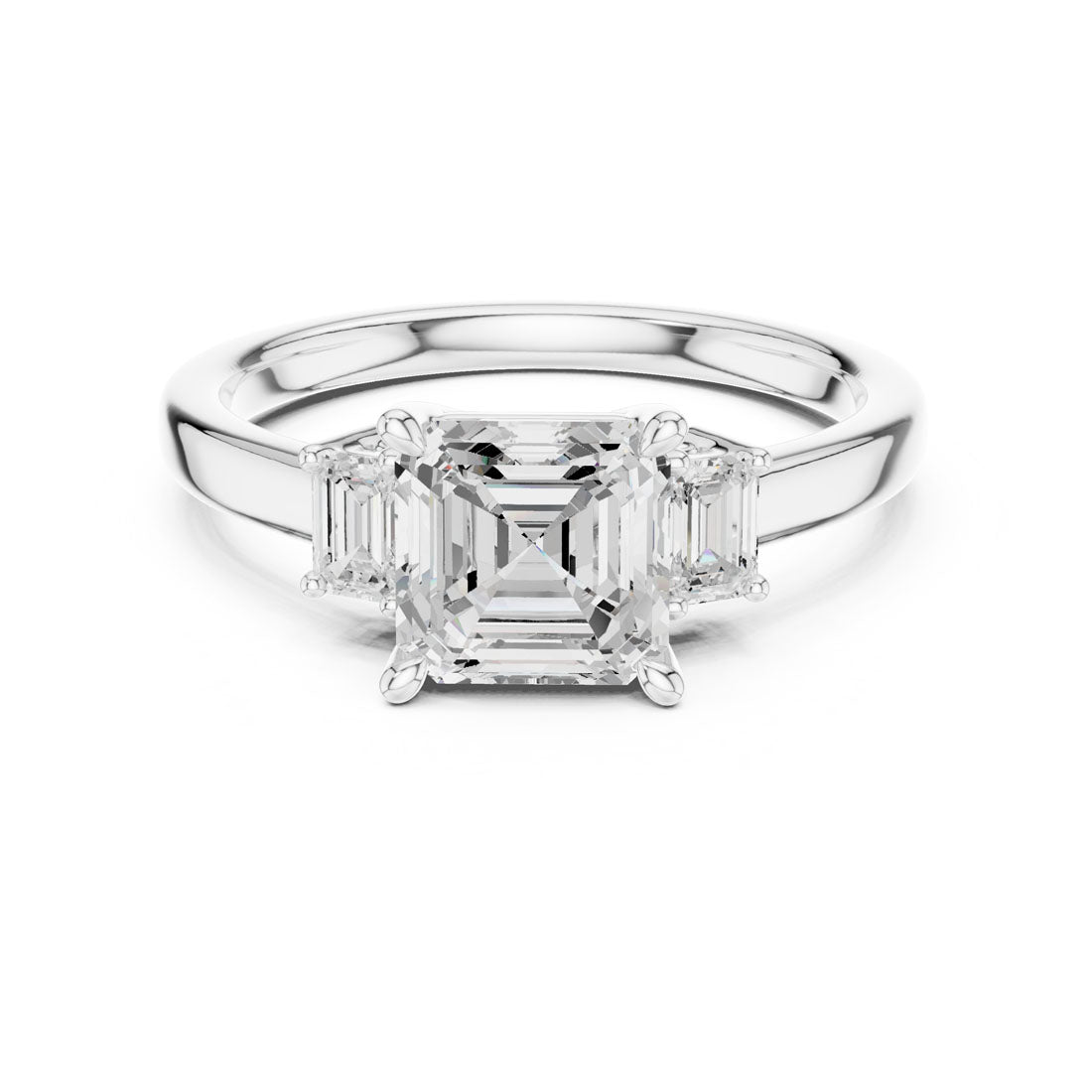 1.70 Ct. Classic Asscher Diamond Ring with Emerald Side Stones (DDLR-038-AC)