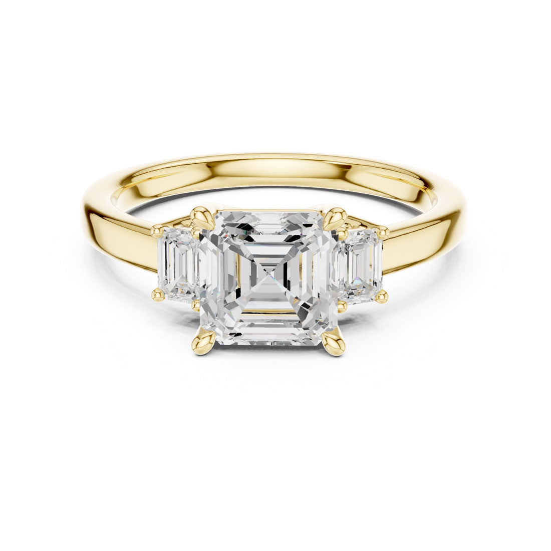 1.70 Ct. Classic Asscher Diamond Ring with Emerald Side Stones (DDLR-038-AC) 5
