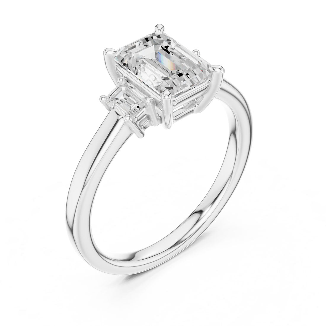 1.70 Ct. Classic Emerald Diamond Ring with Emerald Side Stones (DDLR-038-EM) 6