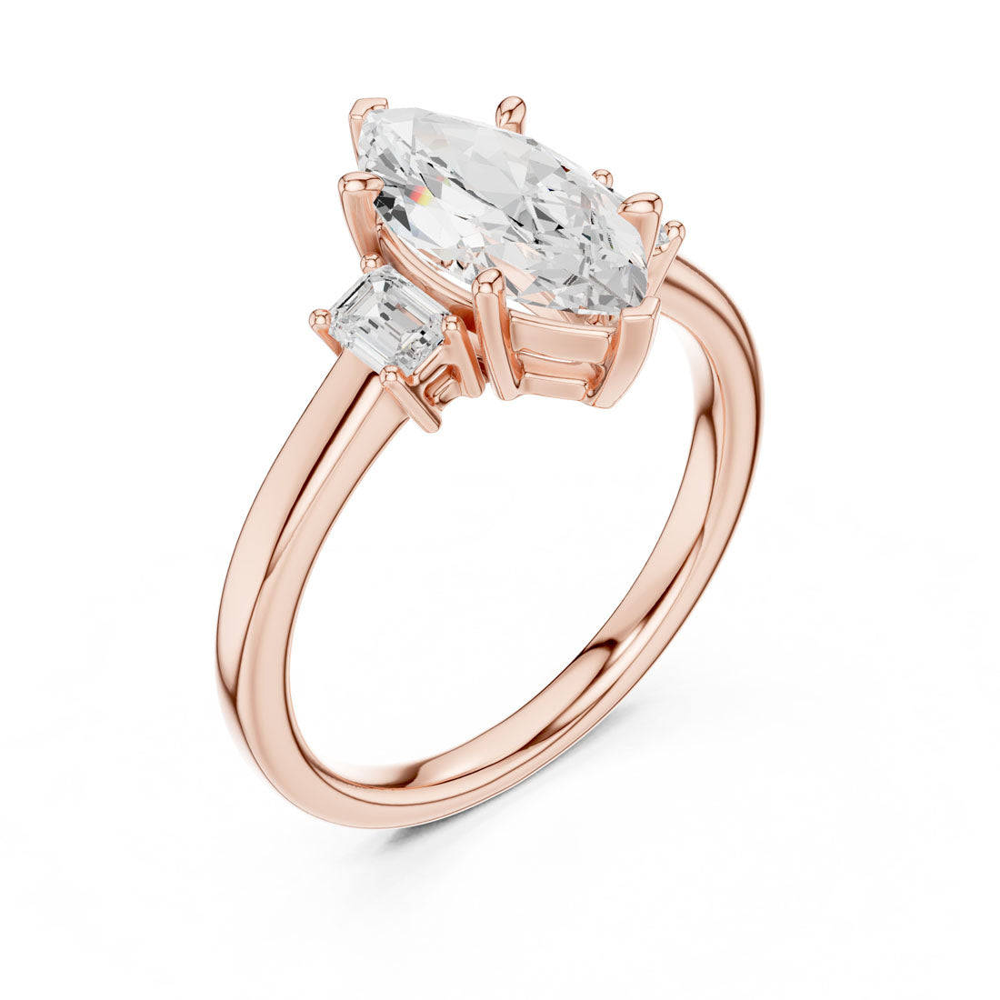 1.70 Ct. Classic Marquise Diamond Ring with Emerald Side Stones (DDLR-038-MQ) 8