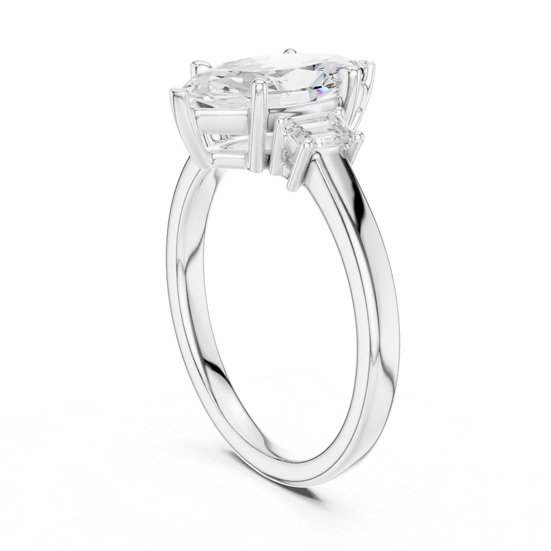 1.70 Ct. Classic Marquise Diamond Ring with Emerald Side Stones (DDLR-038-MQ) 9
