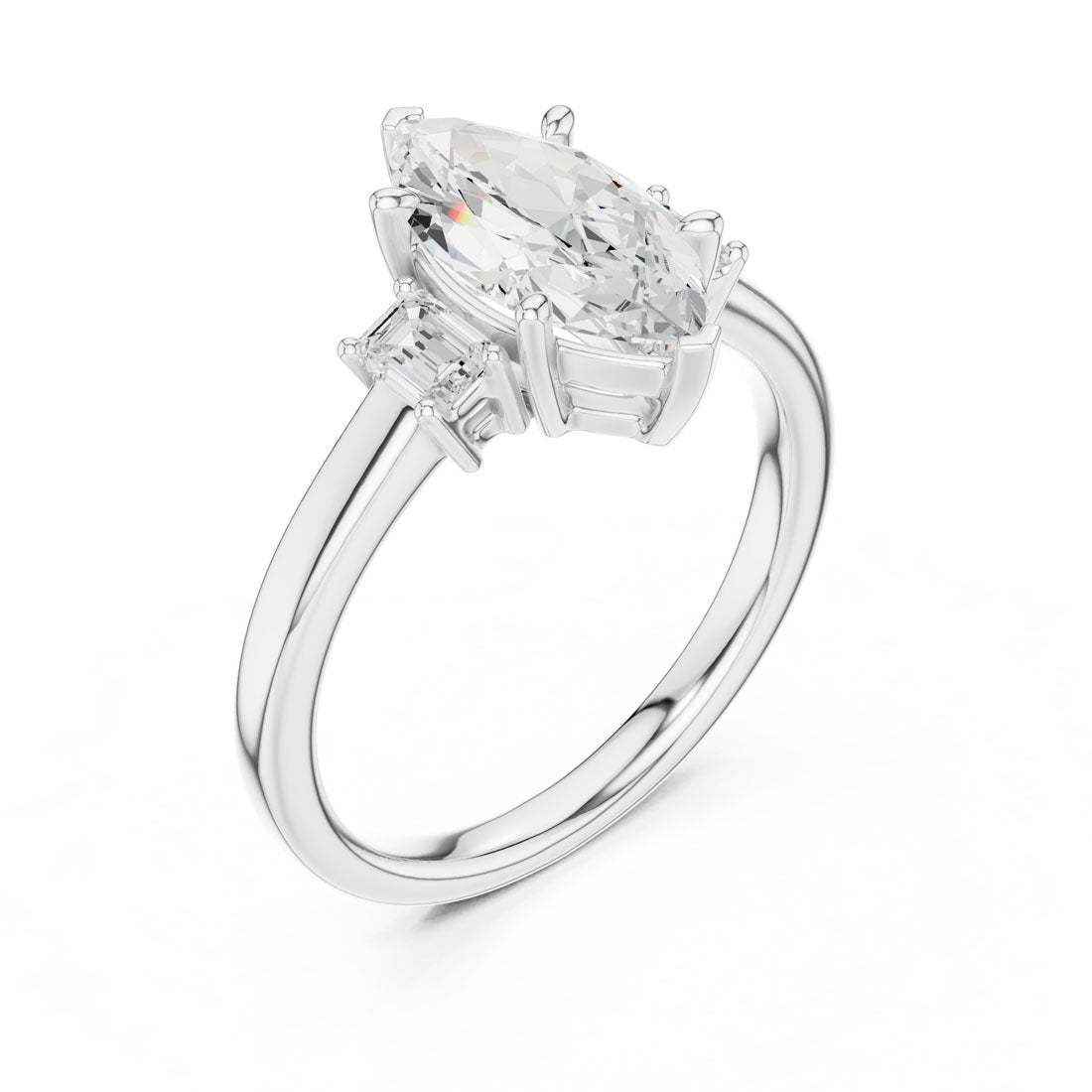 1.70 Ct. Classic Marquise Diamond Ring with Emerald Side Stones (DDLR-038-MQ) 6