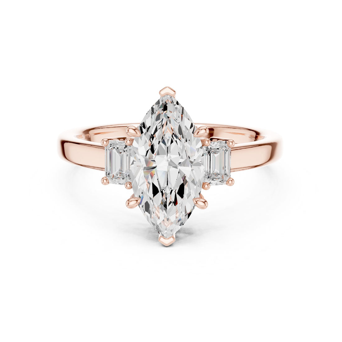 1.70 Ct. Classic Marquise Diamond Ring with Emerald Side Stones (DDLR-038-MQ) 7