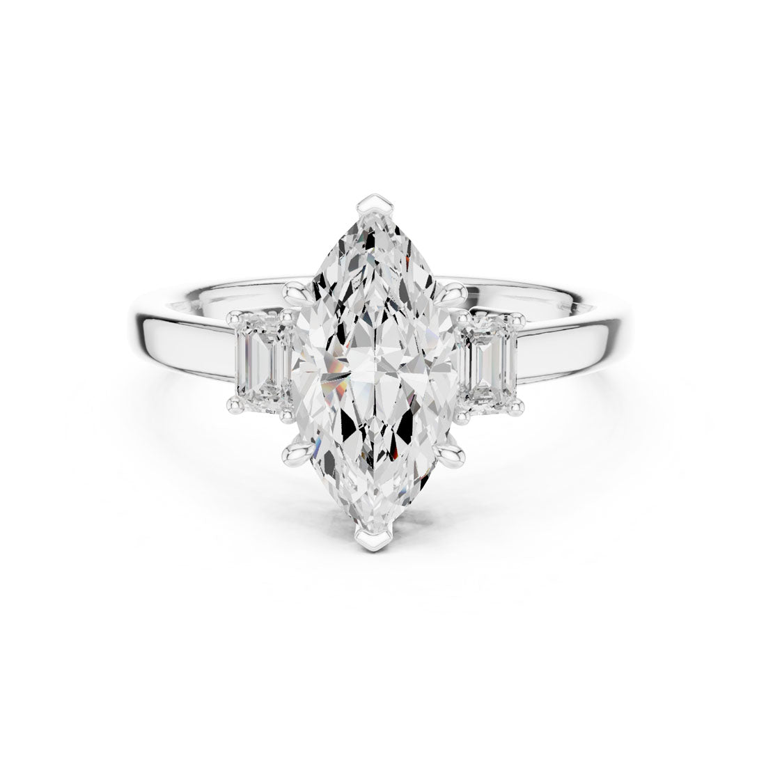 1.70 Ct. Classic Marquise Diamond Ring with Emerald Side Stones (DDLR-038-MQ) 5