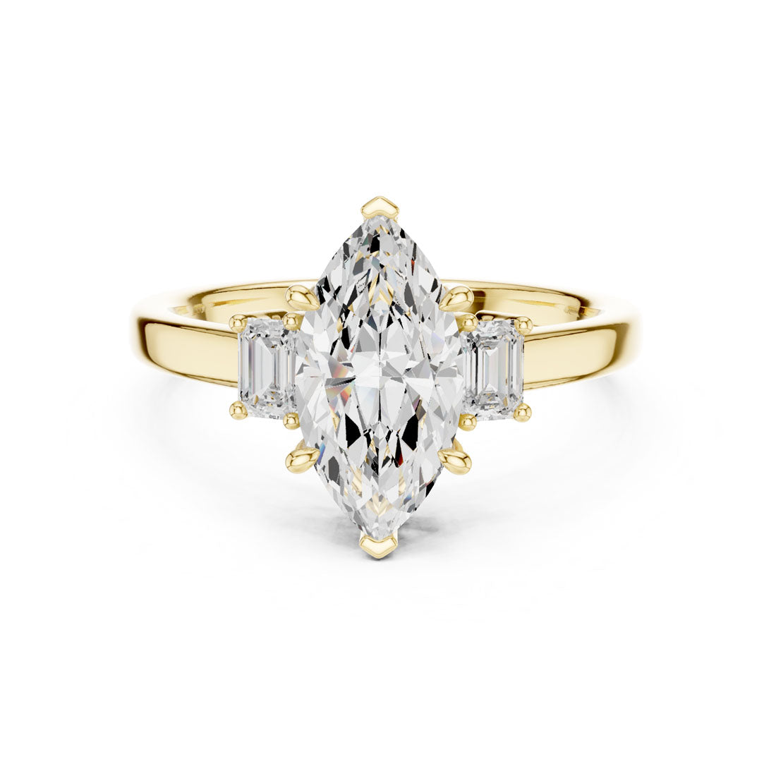 1.70 Ct. Classic Marquise Diamond Ring with Emerald Side Stones (DDLR-038-MQ)