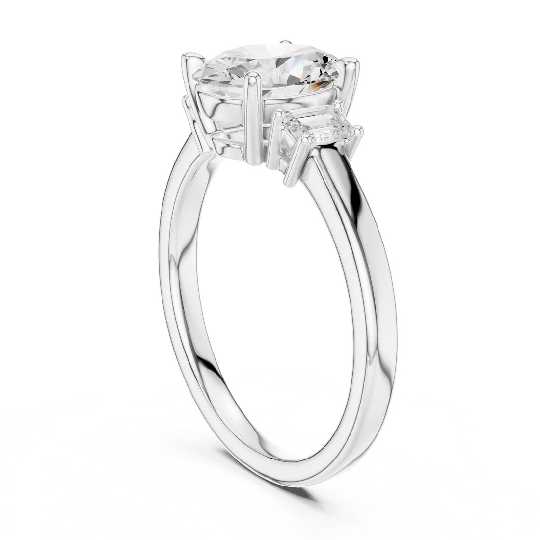 1.70 Ct. Classic Oval Diamond Ring with Emerald Side Stones (DDLR-038-OV) 9