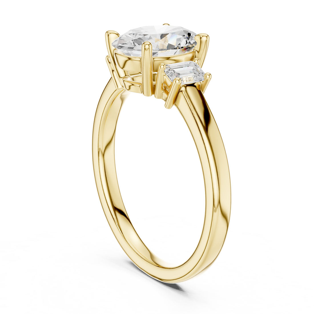 1.70 Ct. Classic Oval Diamond Ring with Emerald Side Stones (DDLR-038-OV) 3