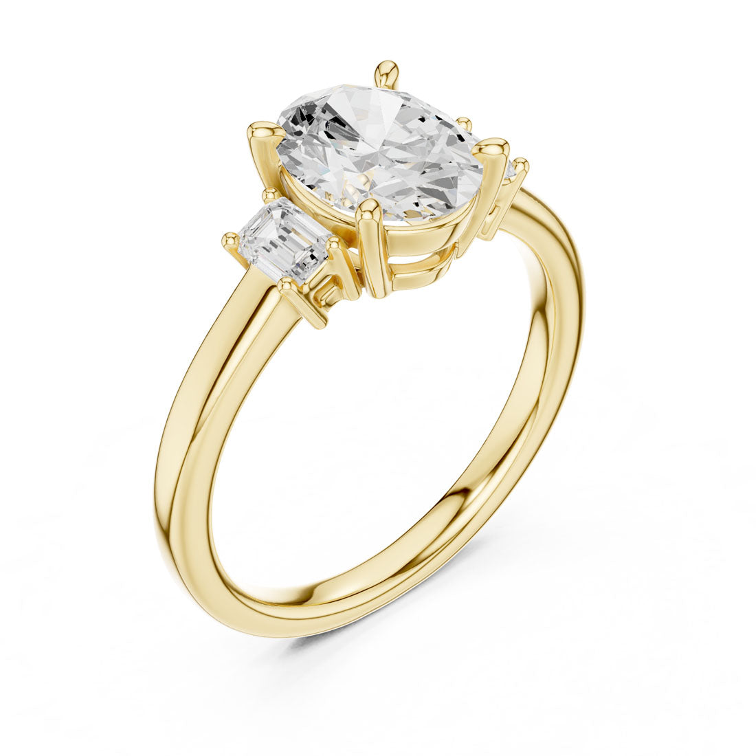 1.70 Ct. Classic Oval Diamond Ring with Emerald Side Stones (DDLR-038-OV)
