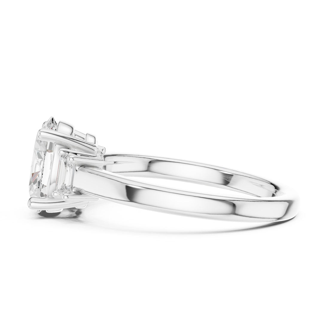 1.70 Ct. Classic Oval Diamond Ring with Emerald Side Stones (DDLR-038-OV) 12