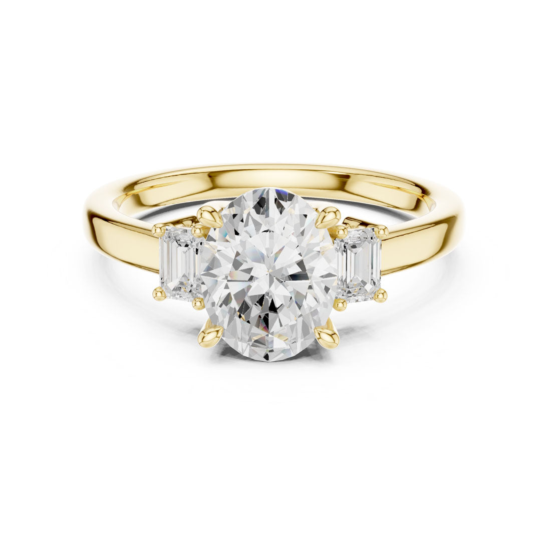 1.70 Ct. Classic Oval Diamond Ring with Emerald Side Stones (DDLR-038-OV) 5
