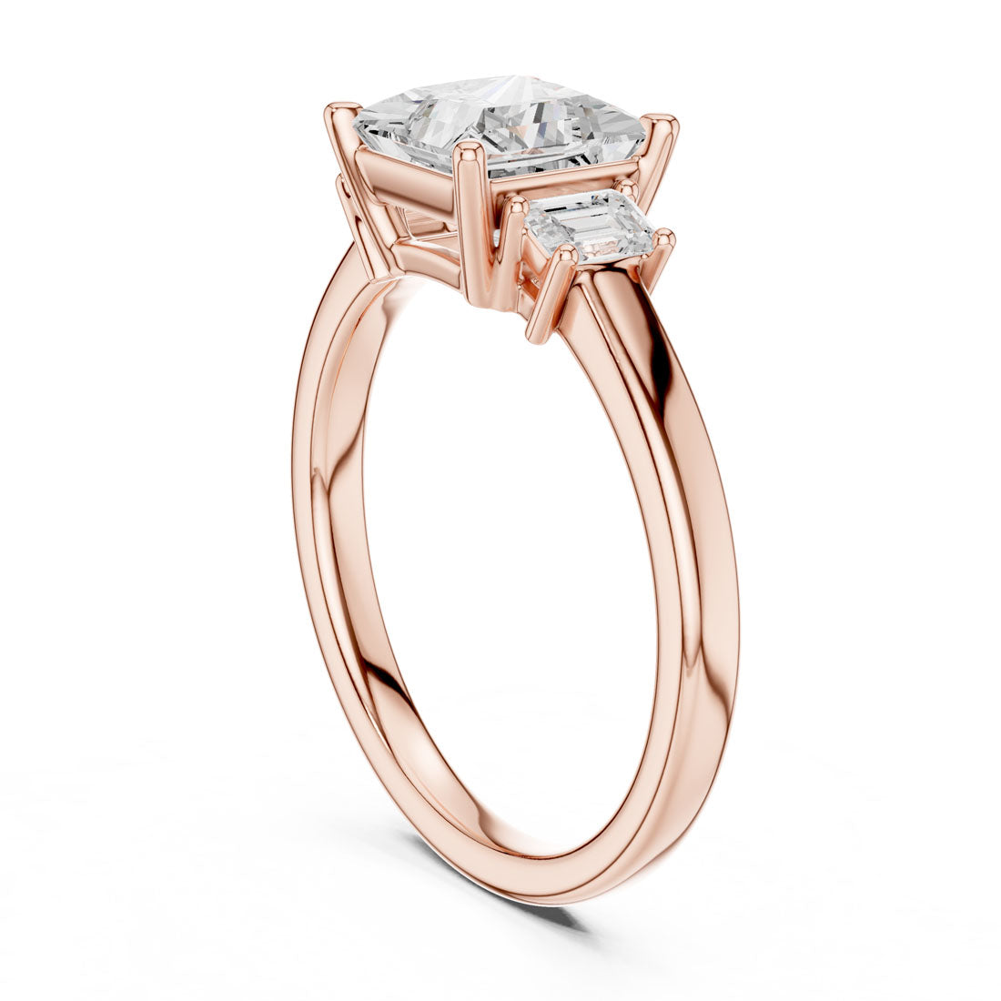 1.70 Ct. Classic Princess Cut Diamond Ring with Emerald Side Stones (DDLR-038-PE) 10
