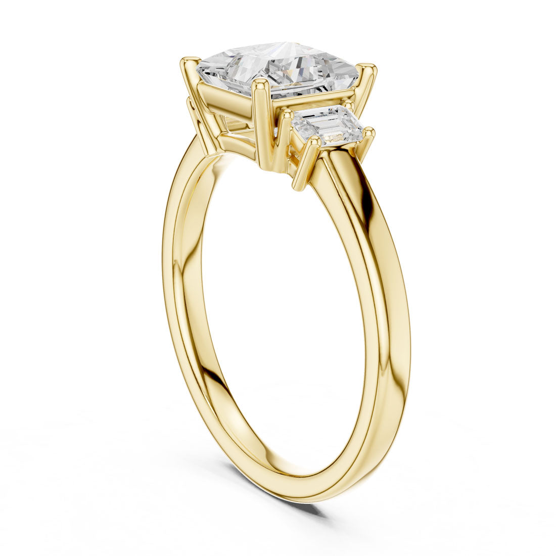 1.70 Ct. Classic Princess Cut Diamond Ring with Emerald Side Stones (DDLR-038-PE) 3