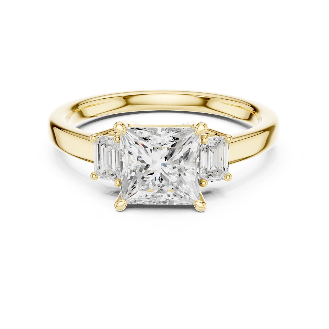 1.70 Ct. Classic Princess Cut Diamond Ring with Emerald Side Stones (DDLR-038-PE) 5