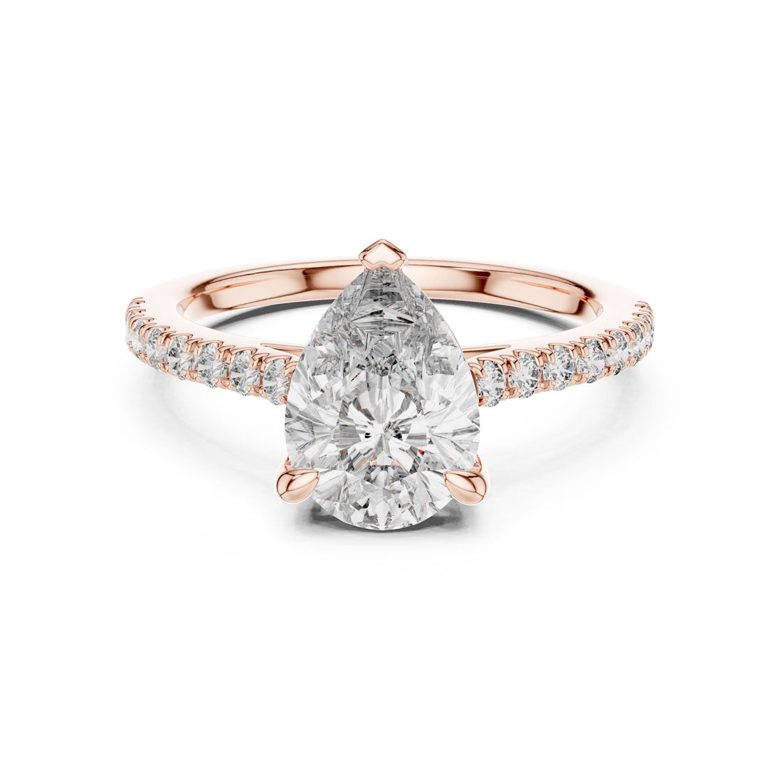 2.29 Ct. Pear Cut Solitaire Engagement Ring with Diamond Accented Band (DDLR-039)