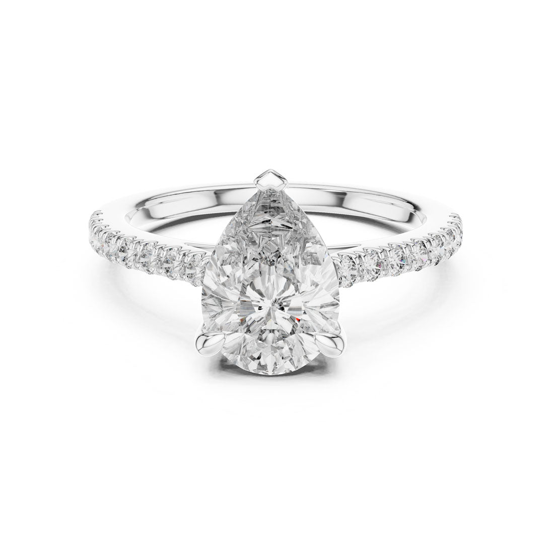 2.29 Ct. Pear Cut Solitaire Engagement Ring with Diamond Accented Band (DDLR-039)
