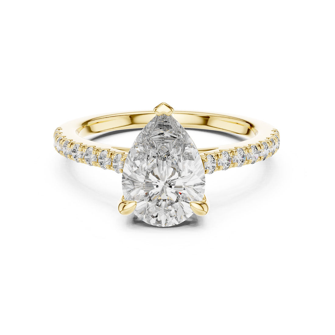 2.29 Ct. Pear Cut Solitaire Engagement Ring with Diamond Accented Band (DDLR-039) 3