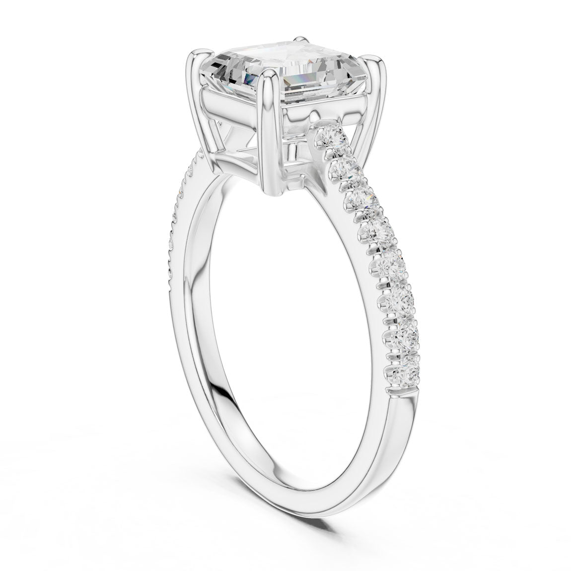 2.30 Ct. Asscher-Cut Diamond Ring with Pavé-Set Band (DDLR-039-AC) 9