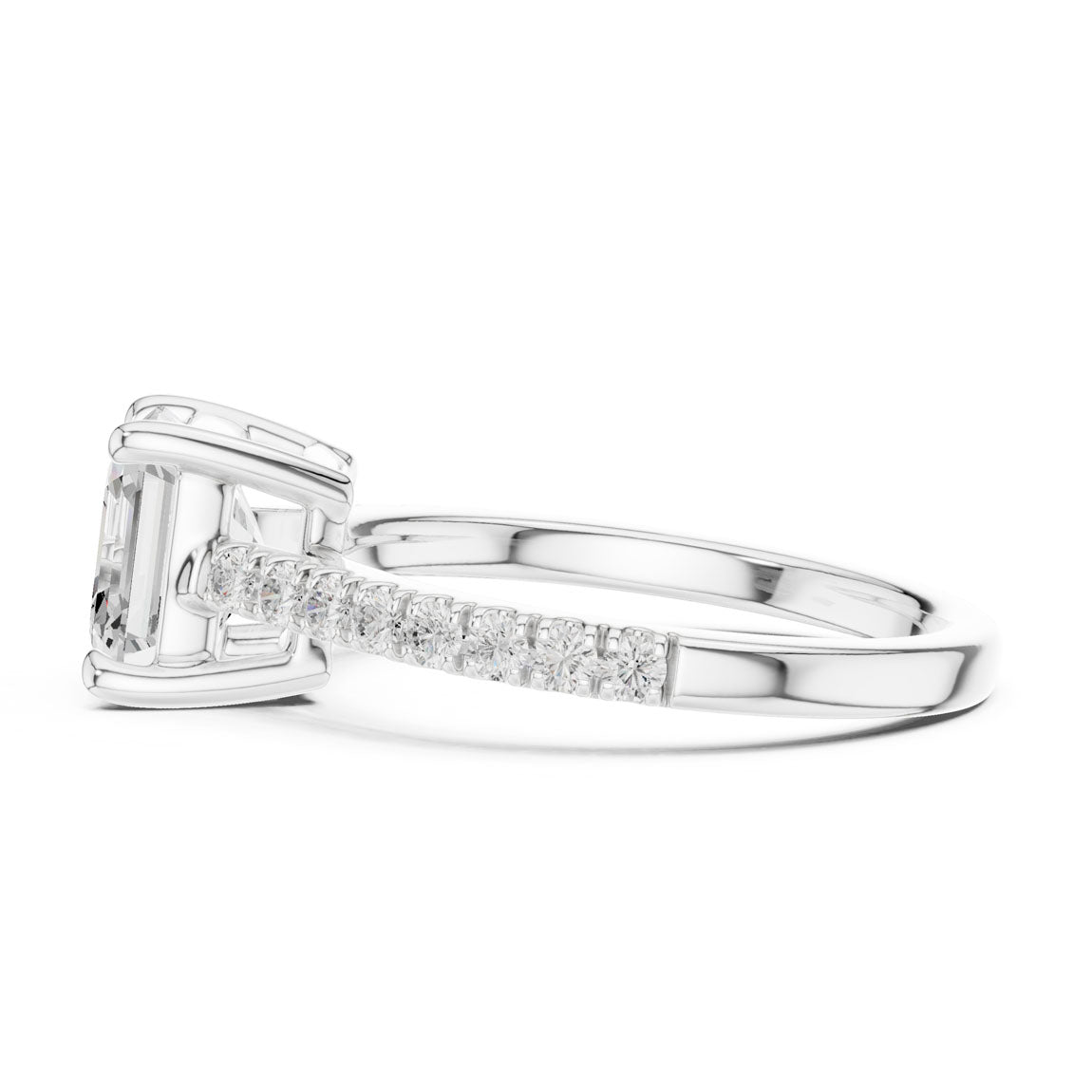 2.30 Ct. Asscher-Cut Diamond Ring with Pavé-Set Band (DDLR-039-AC) 11