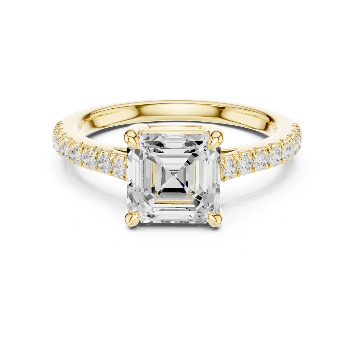 2.30 Ct. Asscher-Cut Diamond Ring with Pavé-Set Band (DDLR-039-AC) 5