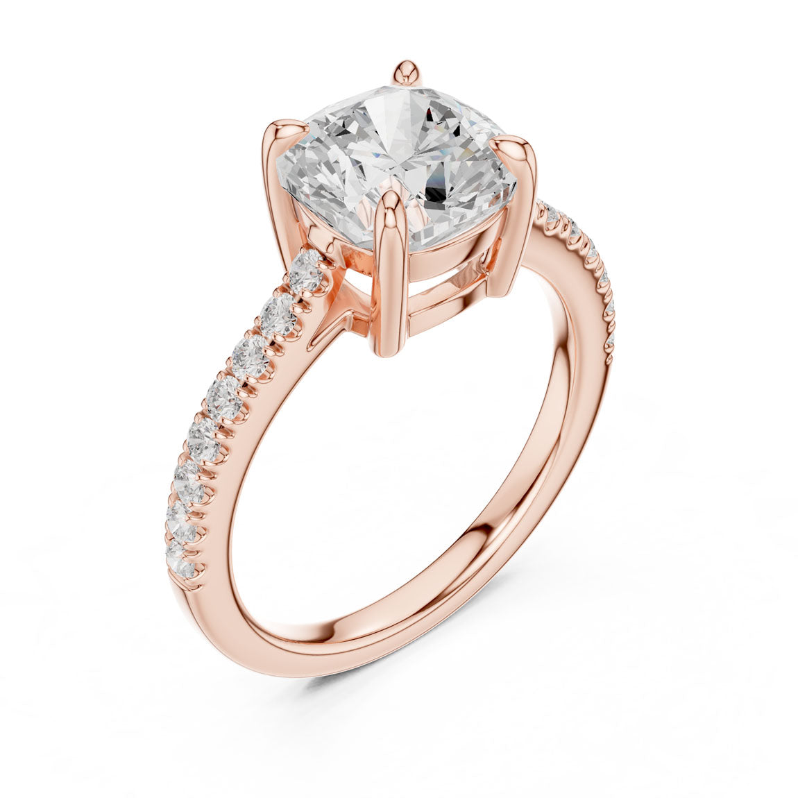 2.30 Ct. Cushion Cut Diamond Solitaire with Pavé Band (DDLR-039-CU) 8