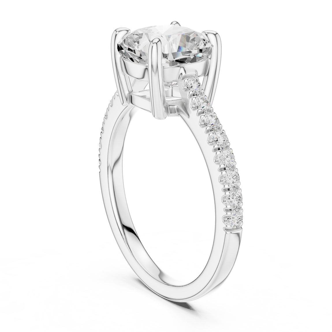 2.30 Ct. Cushion Cut Diamond Solitaire with Pavé Band (DDLR-039-CU) 10