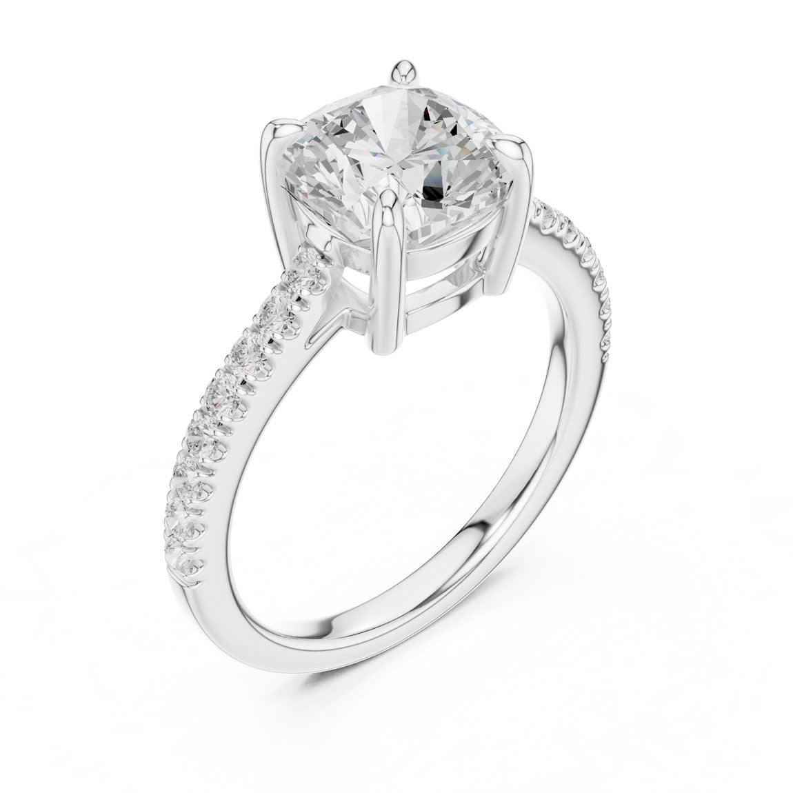 2.30 Ct. Cushion Cut Diamond Solitaire with Pavé Band (DDLR-039-CU) 6