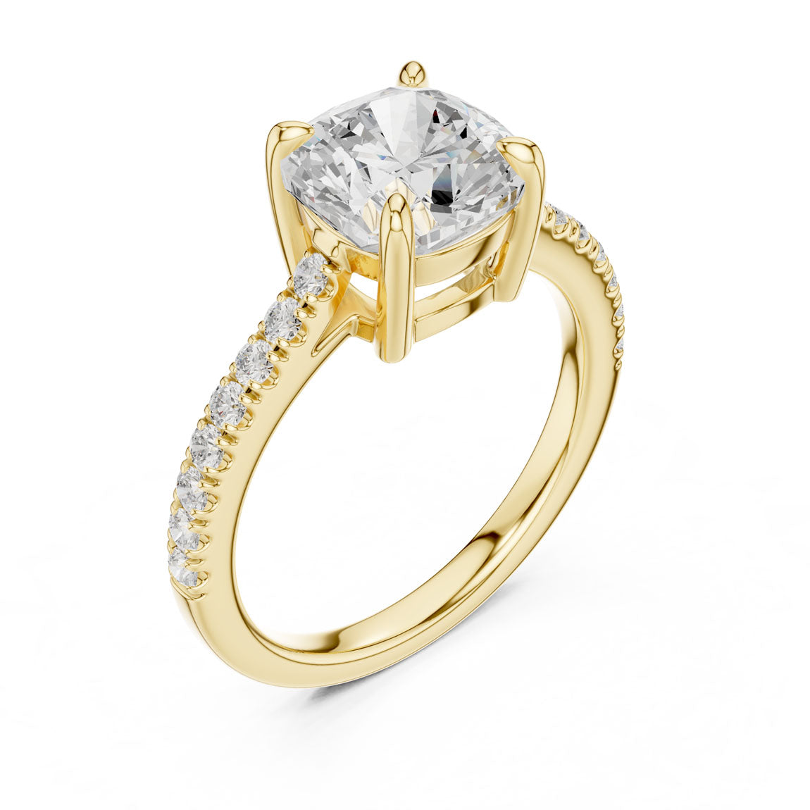 2.30 Ct. Cushion Cut Diamond Solitaire with Pavé Band (DDLR-039-CU)