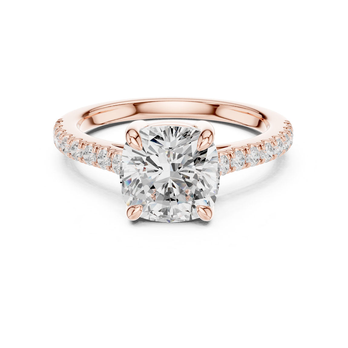 2.30 Ct. Cushion Cut Diamond Solitaire with Pavé Band (DDLR-039-CU) 7