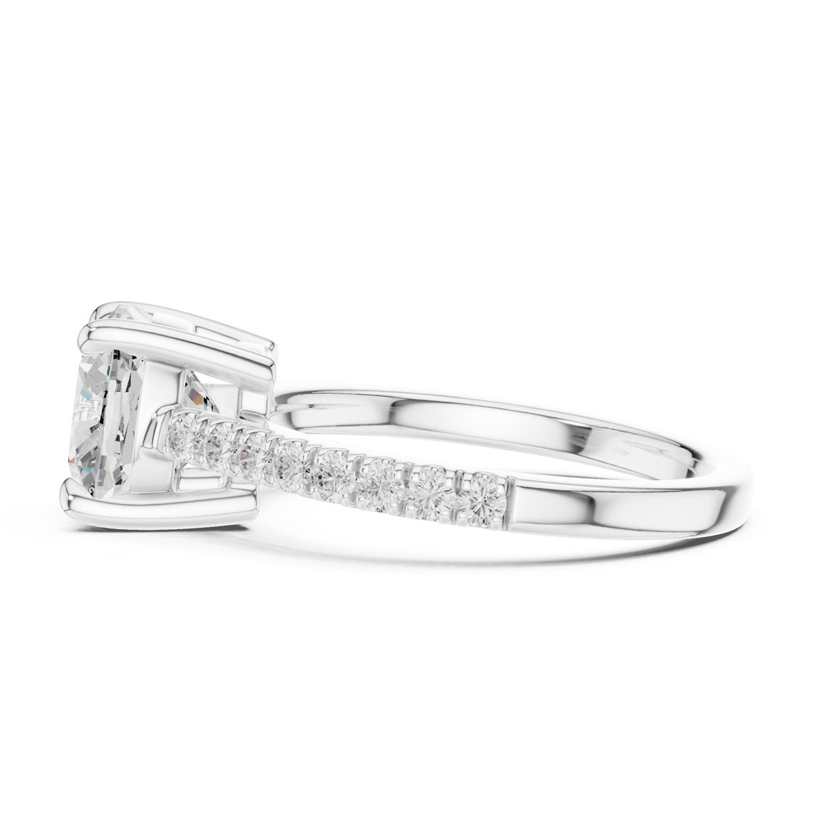 2.30 Ct. Cushion Cut Diamond Solitaire with Pavé Band (DDLR-039-CU) 11
